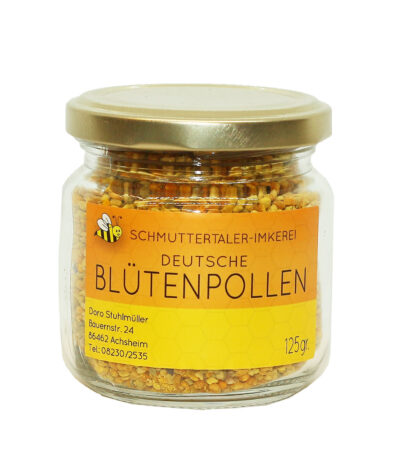 Blütenpollen für Tiere, 125 gr. im Glas von einer zertifizierten Imkerei aus den Westlichen Wäldern