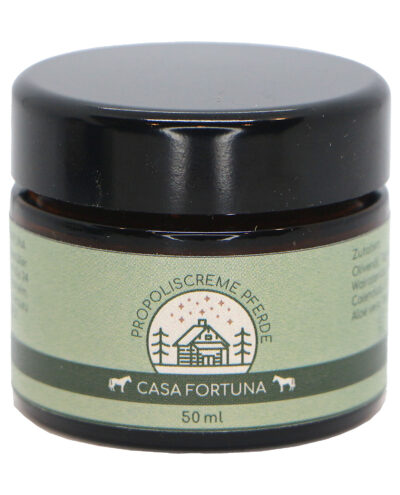 Propoliscreme_Pferde Propoliscreme für Pferde, mit gemahlener Eichenrinde und Aloe Vera im 50 ml Glas
